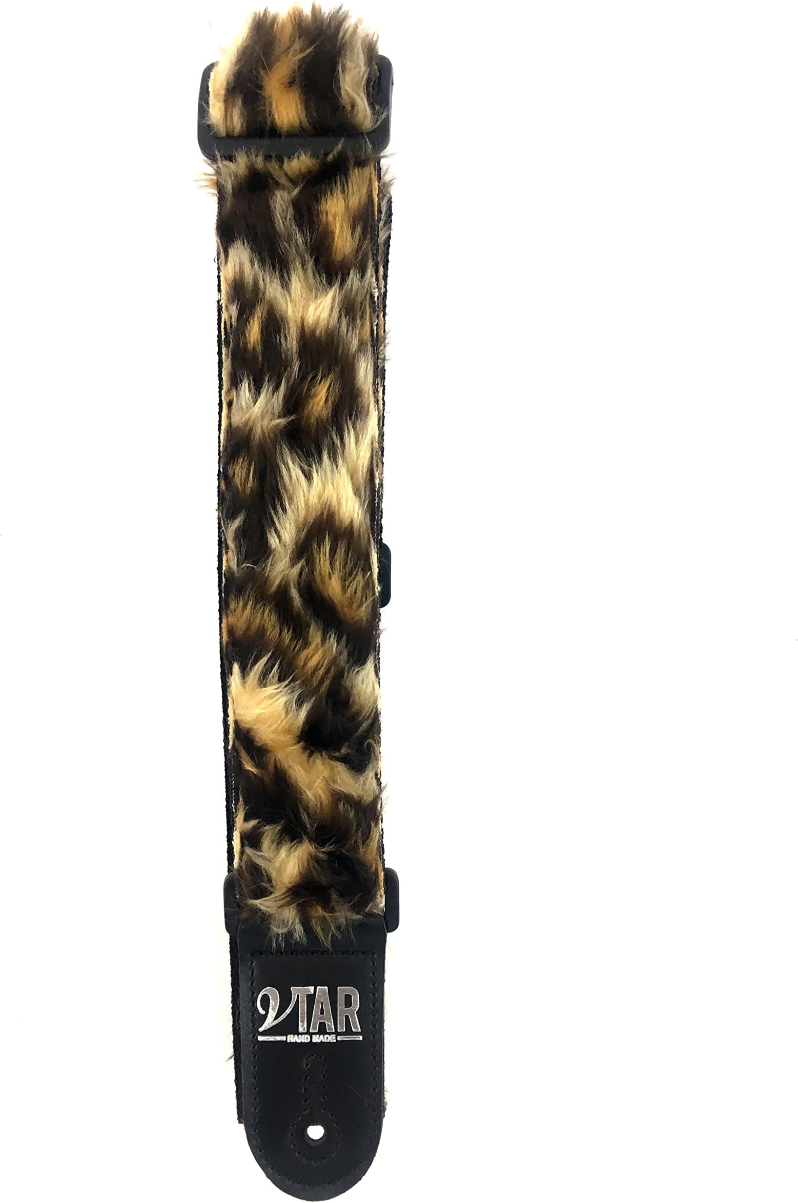 Vtar UK-made Leopard Faux Fur Adjustable Length Guitar Strap