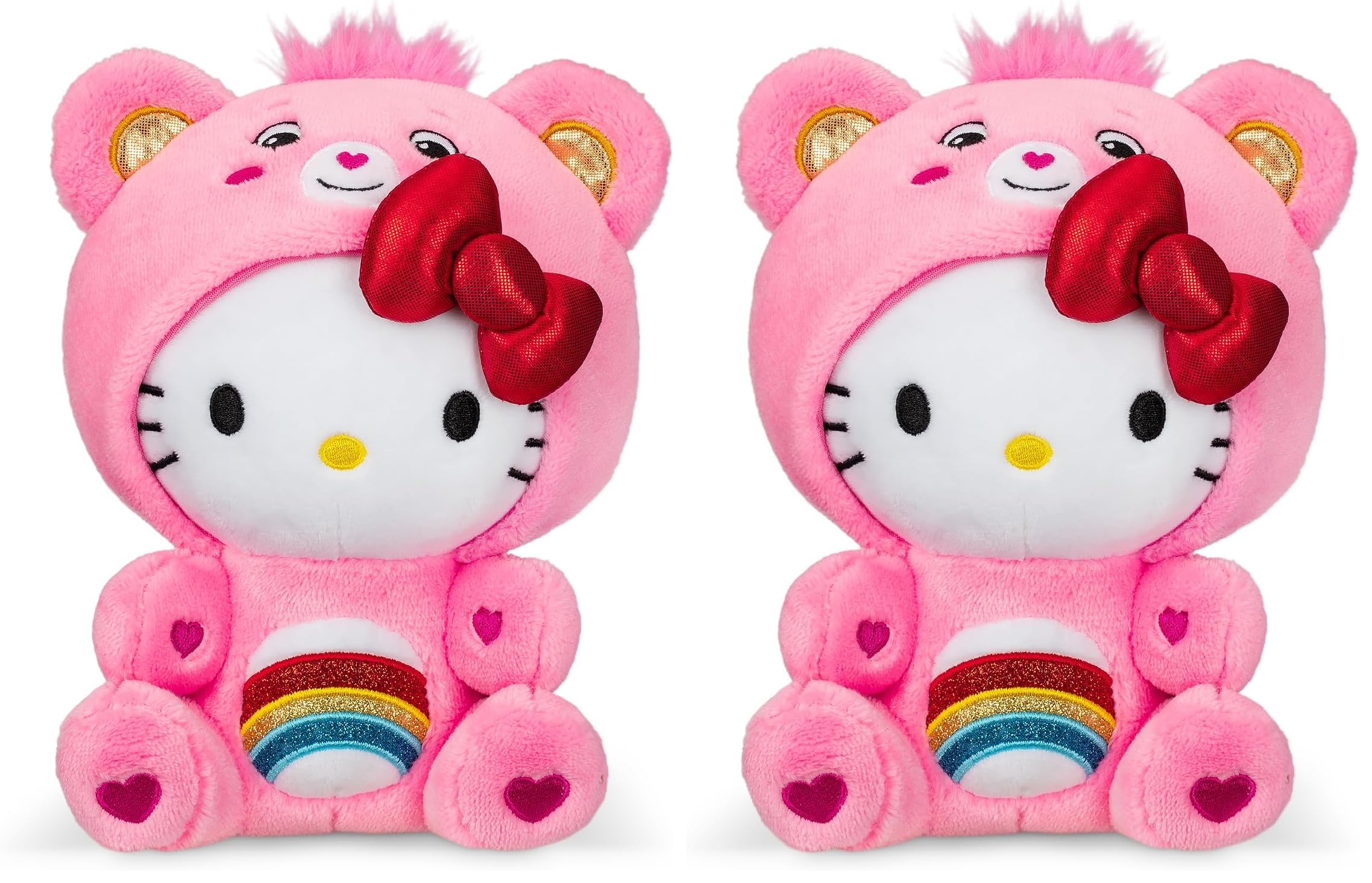 Care Bears Hello Kitty Dressed As Cheer Bear 8" Fun-Size Plush - Soft, Huggable Bestie! – Good for Girls and Boys, Employees, Collectors, Ages 4+ (Pack of 2)