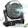 Ausic Portable Misting fan, 8-Inch Cooling Mist Fans, 10000mAh USB Rechargeable Battery Powered Fan with Mister, 250mL Water Tank & LED Lantern, for Home Desk, Bedroom, Office, Outdoor&Indoor Use