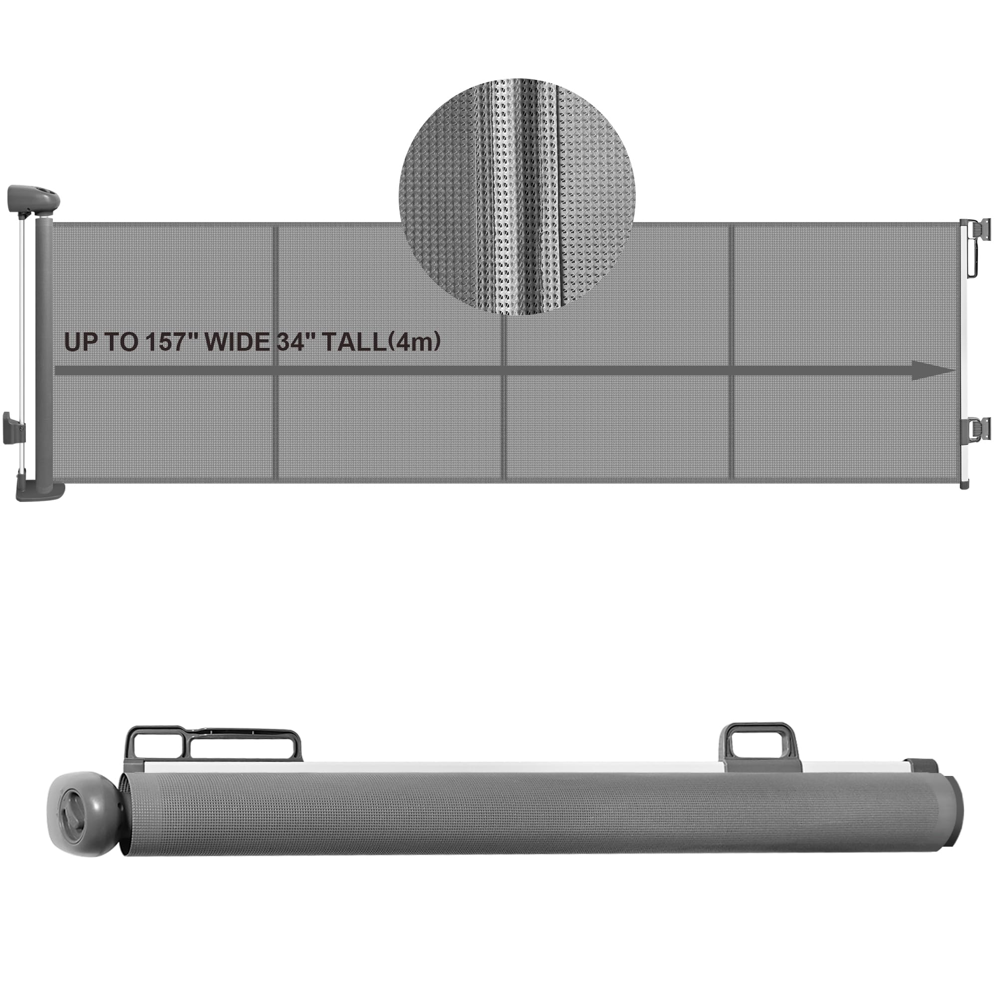 Photo 1 of 157" Extra Wide Retractable Baby Gates, Mesh Pets Dog Gates with Support Rods for Indoor Stair, Extra Long Retractable Safety Kids Gate for Large Opening Indoor Outdoor Doorways Hallways