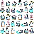 Macarrie 30 Pcs Mini Penguin Figurines Cute Penguin Characters Toys Collection Playset Mini Cartoon Cake Topper Winter Figurines Cake Decoration for Boy Girl(Vivid)