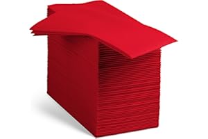 BLOOMINGOODS Linen-Feel Colored Paper Napkins - Decortive Cloth-Like Red Dinner Napkins - Soft And Absorbent. For Kitchen, Party, Wedding, Bathroom Or Any Occasion. (Pack of 100)