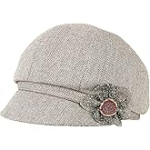 Juiterchy Women Retro Classic Visor Newsboy Cabbie Cap Beret Hats with Flower Buckle for Woman Ladies