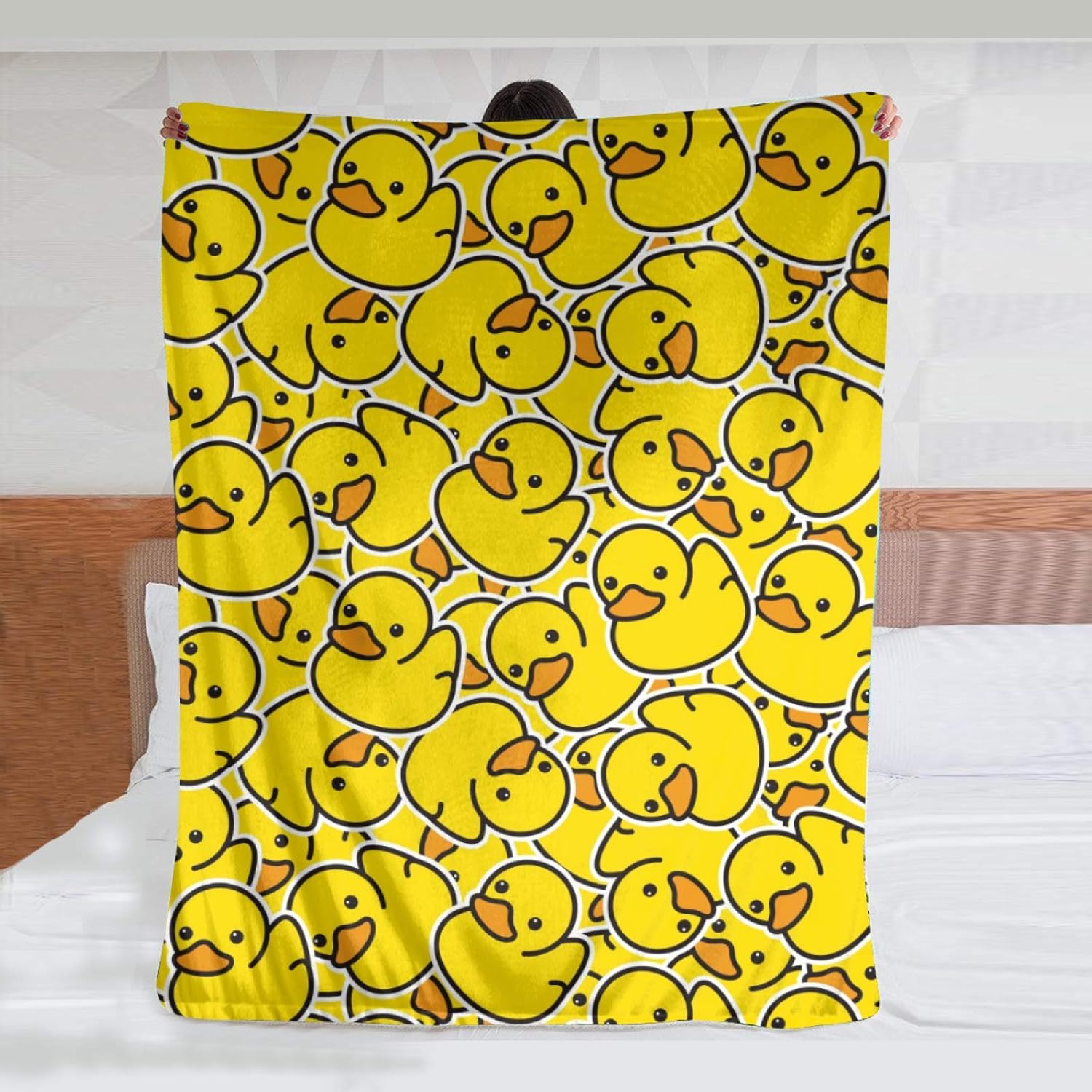 JASMODER Cute Rubber Ducky Throw Blanket Warm UltraSoft