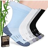 NOLUNT Diabetic Socks for Men,6 Pairs Crew Mens Diabetic Neuropathy Socks for Men Size 9-11/10-13/13-15