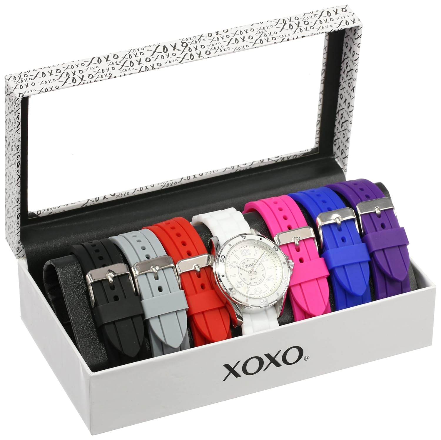 XOXO Women's Analog Watch with SilverTone Case, White Dial, 7
