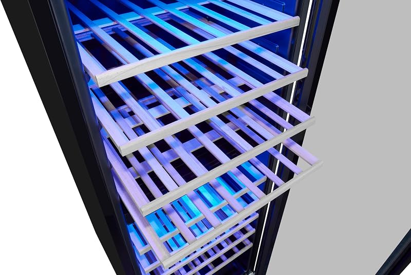 ® Vinoteca para 78 Botellas, 194L, Negro, Clase G, Doble Zona de Temperatura 5-20°C, Control Digital, Puerta de Cristal Reversible, Iluminación LED, 9 Estantes, Medidas (128,5 x 49 x 57,5 cm)