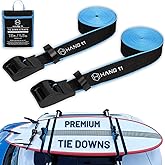 Hang 11 Surfboard Tie Down Straps for Roof Rack, Extra Long (15ft) & Wide (1.5"), No-Scratch Silicone Buckles, Surfboard Straps for Roof Rack, Ideal to Secure a Paddle Board Kayak Canoe SUP on a Car