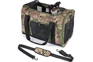 Goodio Pet Carrier TSA Airline Approved for,Cats and Dogs Under 15 Pounds,Cat Travel Carrier,with Honeycomb HRD Bottom,4 Mesh Windows Dog Carriers for Small Dogs,Cat Carrier Soft-Army Green