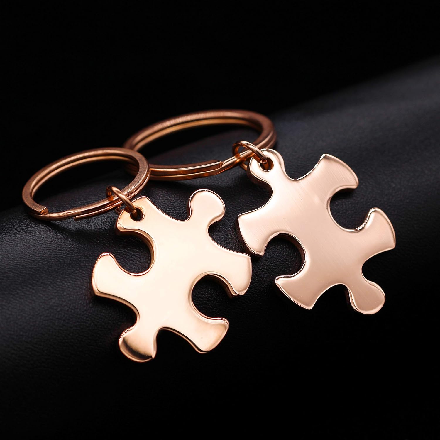 Couples Lovers Anniversary Keychain Stainless Steel Key Rings Chains Keyrings for Him and Her (Rose Gold - Image 4