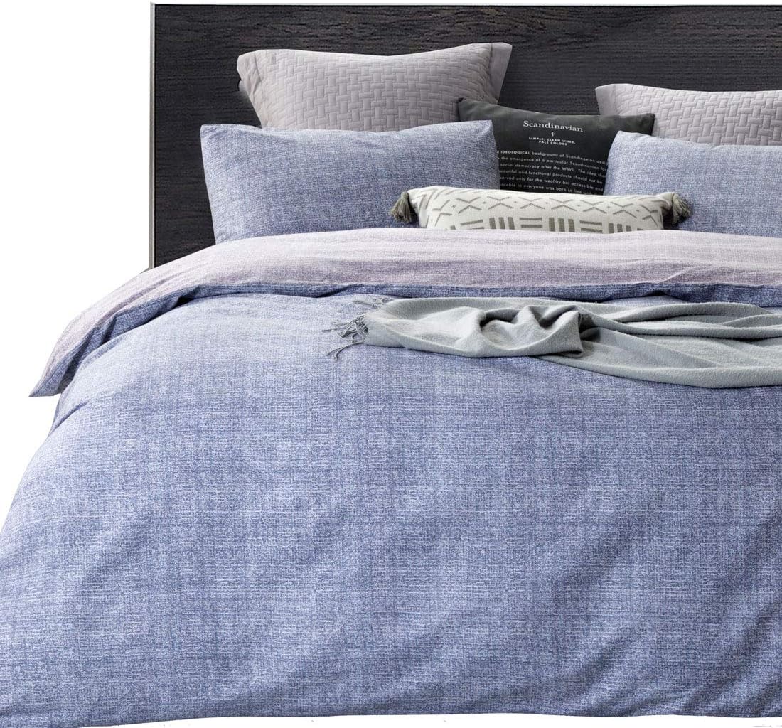 ATsense Duvet Cover Queen, 100% Cotton, Twilight Mauve, 3-Piece, Ultra Soft and Easy Care, Simple Fashion Style Bedding Set (Q002RY)