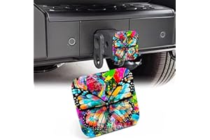 NITAHHHY Trailer Hitch Cover, Colorful Splash Butterfly on Black 2 Inch Hitch Plug Covers Hitch Cover Tube Rubber Towing, Square Receiver Plug Cap for Cars Suvs Trucks