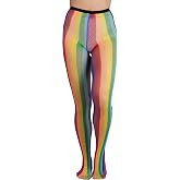 ToBeInStyle Women's Vibrant Rainbow Multicolor Fashion Tights - Fun Novelty Sheer Stockings