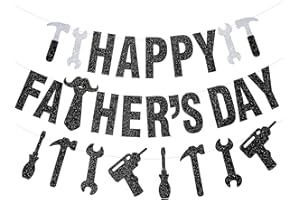 TTDQ Black Glittery Happy Father's Day Banner Fathers Day Banner with Father's Day Tool Banner Garland Father Day Banner for Fathers Day Decorations Party