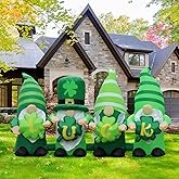 St. Patricks Day Inflatable Decorations 6FT Four Leprechauns Holding Luck Shamrock Built-in LED Lights Indoor and Outdoor Theme Party Decor Holiday Lawn Yard Garden Patio Décor