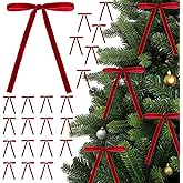 24 Pcs Red Velvet Christmas Bows, 5x7 Inch Small Vintage Pre-Tied Ribbon Bows (3/8" Wide) for Tree Ornaments, Wreaths, Door, Garland, Holiday Decorations, Gift Wrapping