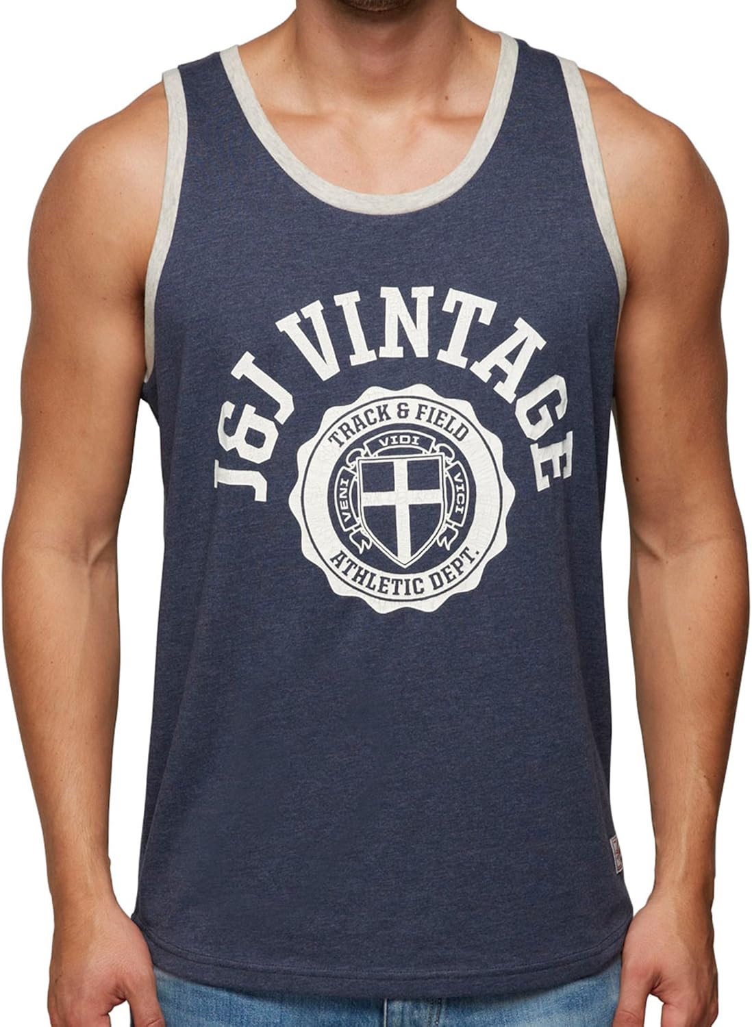 Jack & Jones Men's Athletic Sports Vest T&F Tank Top, BlueBlue (Mood