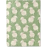 BIWOTU Cute Sheep Theme Blanket - Super Soft, Cozy, Lightweight Flannel Throw - Warm, Plush Blanket for Couch, Bed, Office, Travel, Outdoor Unisex Gift - 50×60in