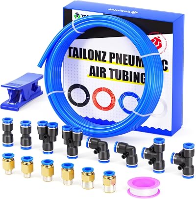 TAILONZ PNEUMATIC Blue PU Air Tube 10mm OD 6.5mm ID 10m Kit