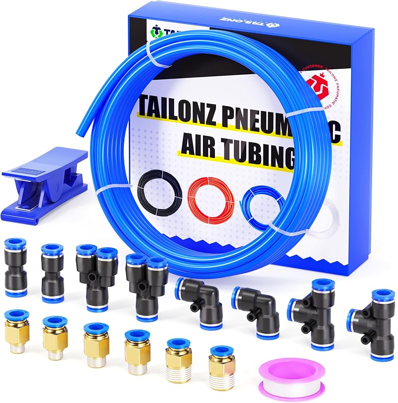 TAILONZ PNEUMATIC Blue PU Air Tube 10mm OD 6.5mm ID 10m Kit