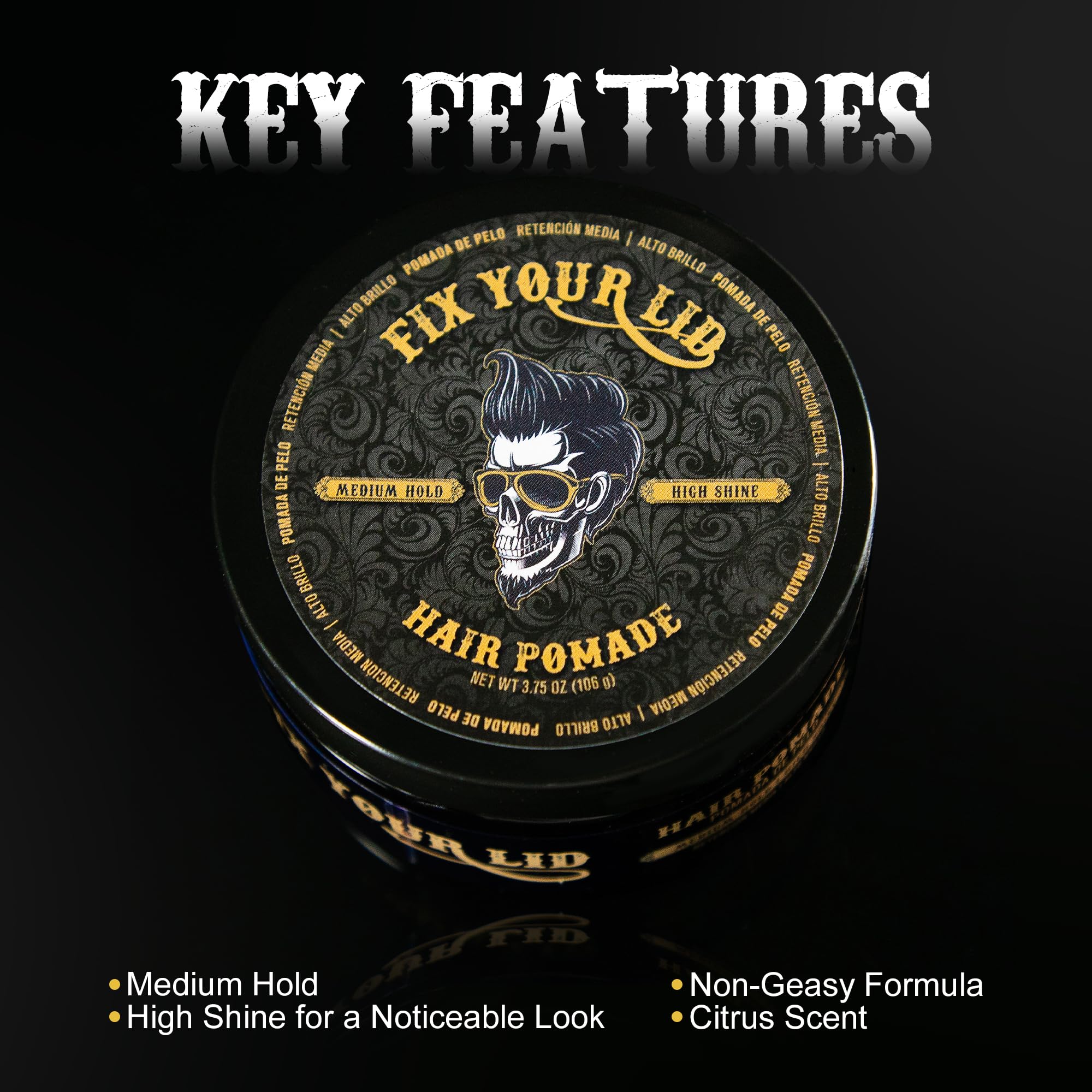 Fix Your Lid Hair Pomade for Men - Water Based Pomade Medium Hold High Shine - Easy to Wash Out - All Hair Types - 3.75oz