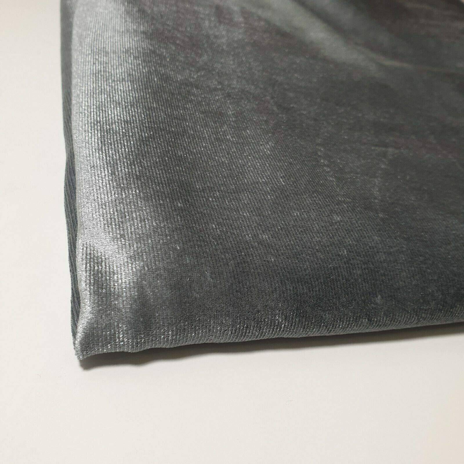 Luxurious Plain & Printed Soft Stretch Velvet Fabric – Premium Dressmaking, Upholstery & Home Décor Material | 58" (150cm) Wide | Sold in Pre-Cut Lengths (Silver Grey, 1 Meter)