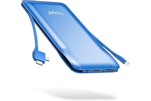 TG90° 10000mah Power Bank Portable Charger with Built-in Cables, Portable Phone Charger Battery Backup Compatible with iPhone Android Phones