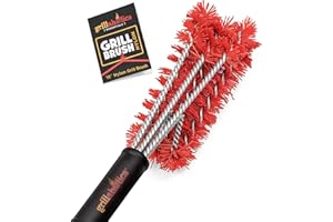 Grillaholics Essentials Nylon Grill Brush - Bristle Free Alternative - Nylon Cold Scrub Technology Cleans Between The Grates - Lifetime Manufacturer's Warranty