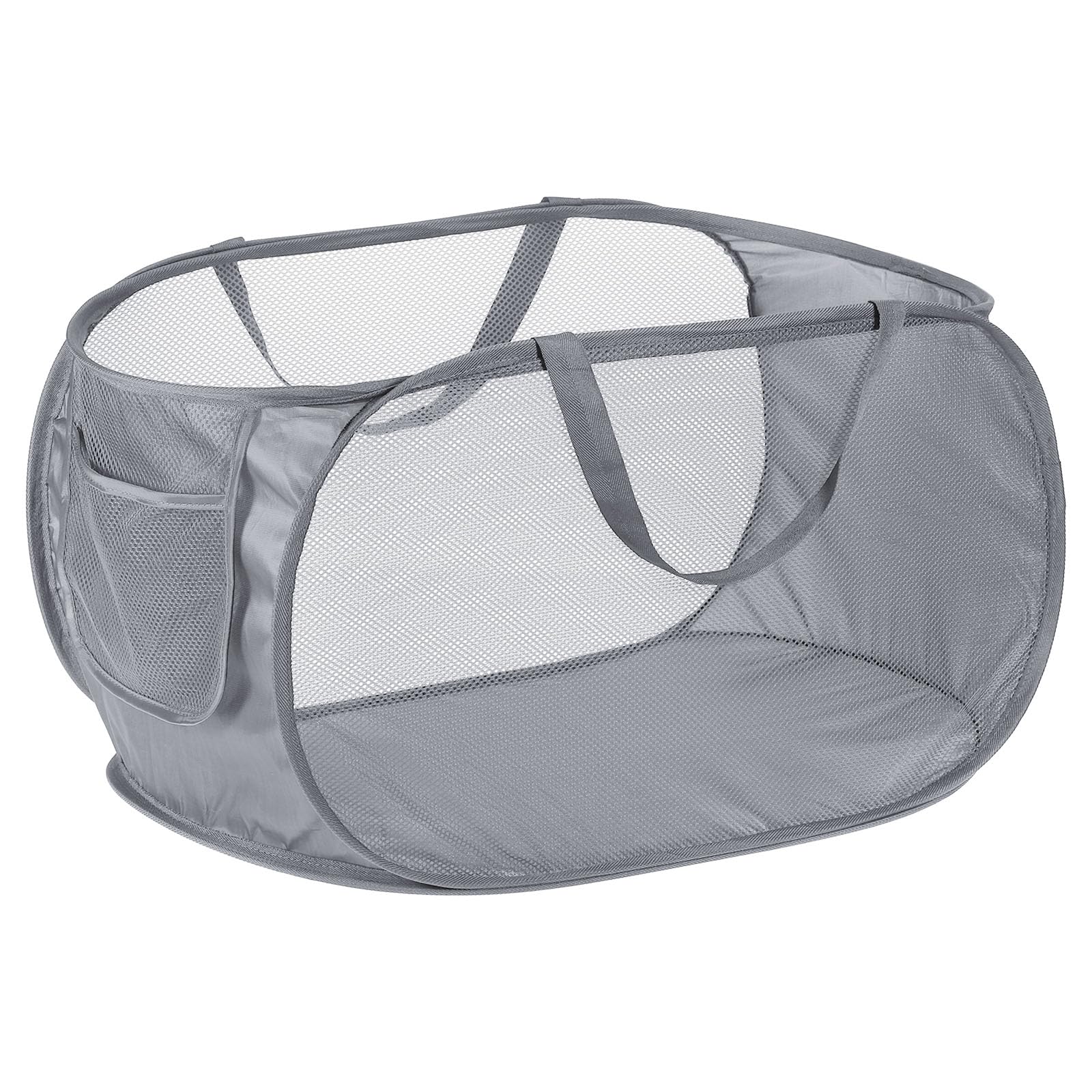 PATIKIL Mesh Laundry Hamper, Collapsible Laundry Baskets Dirty Clothes Laundry Bag with Handles for Laundry Room, Travel, Gray