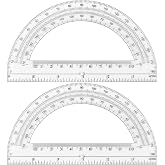 Unjoo Plastic Protractor 6 Inch Math Protractors 180 Degrees, 2 Pack, Clear | Transparent Protractor for Geometry Classroom Student School, Office Supplies