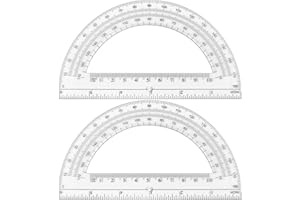 Unjoo Plastic Protractor Math Protractors 180 Degrees for Geometry Classroom Student School Office Supplies, 6 Inch, Pack of 2 (Clear)