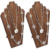 Ikee Design 2 Pcs Lightweight Wooden Necklace Display Bust Easel Jewelry Display for Shows, Necklace Stand, Brown Color, 8.3 W x 4.3 D x 13 H in