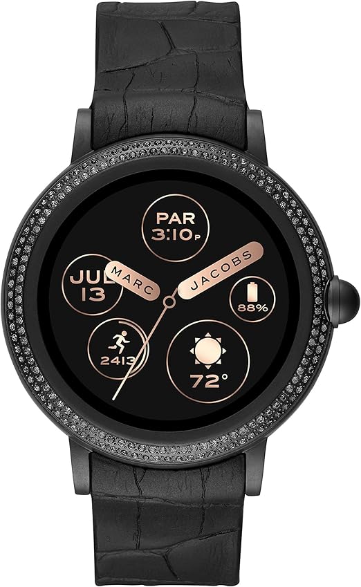Marc Jacobs Womens Riley Touchscreen Smartwatch Stainless Steel Watch with Silicone Strap, Black, 20 (Model: MJT2005)