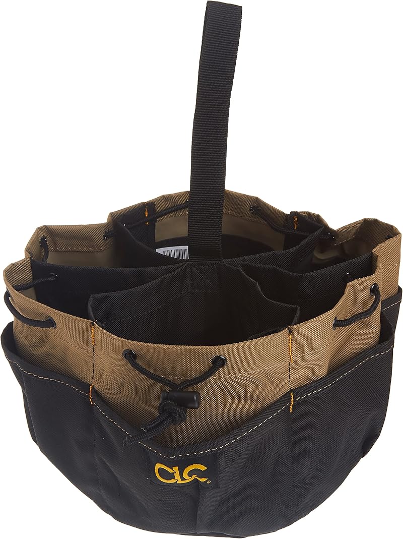 Custom Leathercraft 1148 22-Pocket Tool Parts Drawstring Bucket Bag 10x6