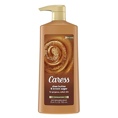 Caress Exfoliating Body Wash with Pump For Gorgeous, Radiant Skin Shea Butter &amp; Brown Sugar 25.4 oz