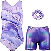 JOYSTREAM Gymnastics Leotards for Girls With Shorts Packable Sparkly Ballet Dance Mesh Activewear