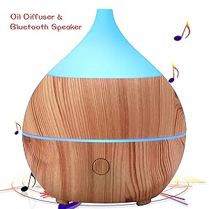 PriBuy Aromatherapy Essential Oil Diffuser with Bluetooth Speaker,Cool Mist Ultrasonic Humidifier,7 Color LED Lights,Waterless Auto Shut-Off,200mL Diffuser for Office/Home/Bedroom/Baby Room/Yoga Spa.