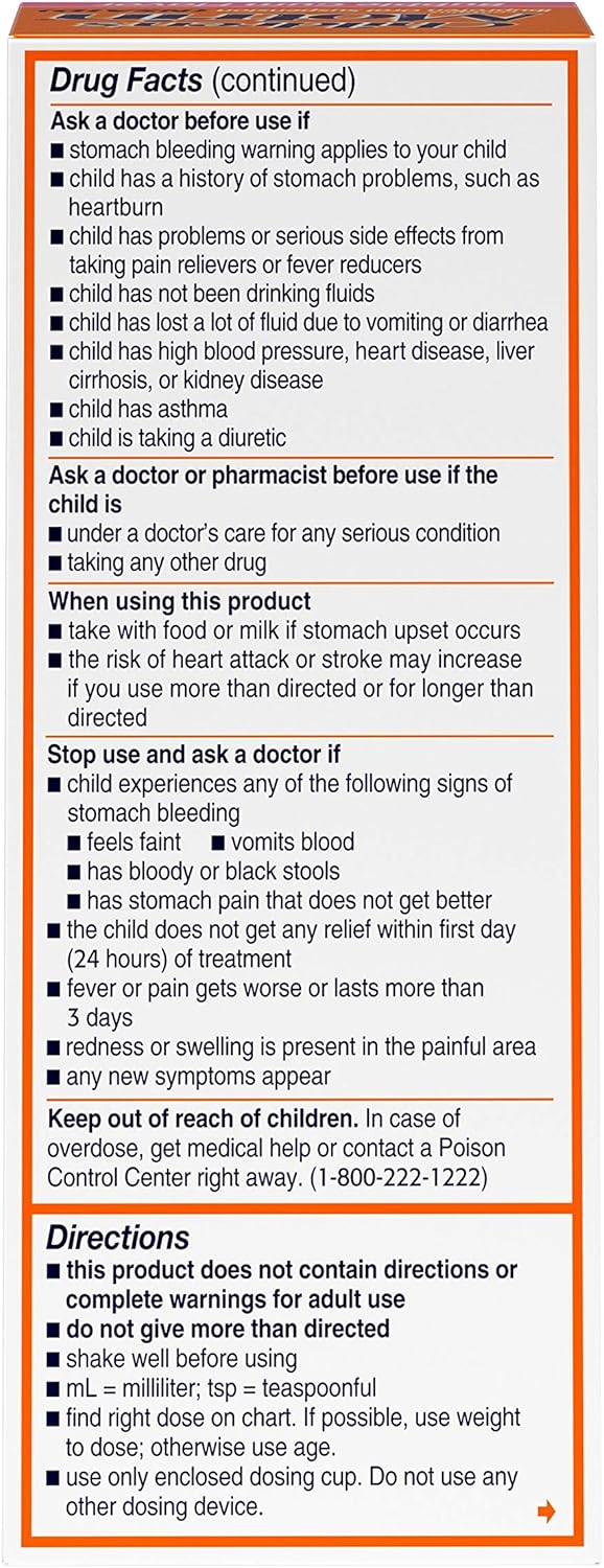 Children's Motrin Oral Suspension, Pain Relief, Ibuprofen, Bubble Gum Flavored, 4 Oz: Health & Personal Care