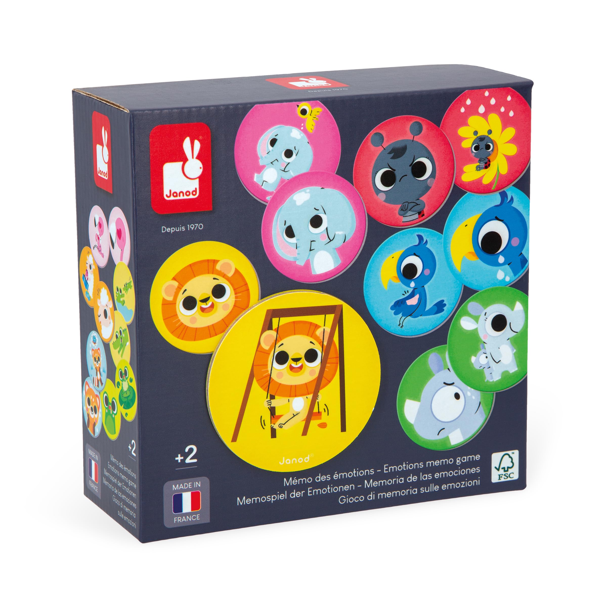 Janod - Emotions Memory Game - Memory Game - Discovering Emotions - Educational Game - Develops Memory and Vocabulary - Made in France - Ages 2 + - J02625