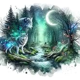 JFYHAB 5D Phantom Wolf Diamond Painting Kits for Adults, Animal Wolf Diamond Art Kits for Adults Beginner, DIY Full Drill Diamond Dots Paintings with Gem Art and Crafts Home Wall Decor 12x12inch