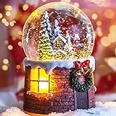 Christmas Music Box Snow Globe Gift, Musical Village Glitter for Women Wife Mom Girlfriend Daughter Son Granddaughter, Xmas Present Plays Silent Night Tune