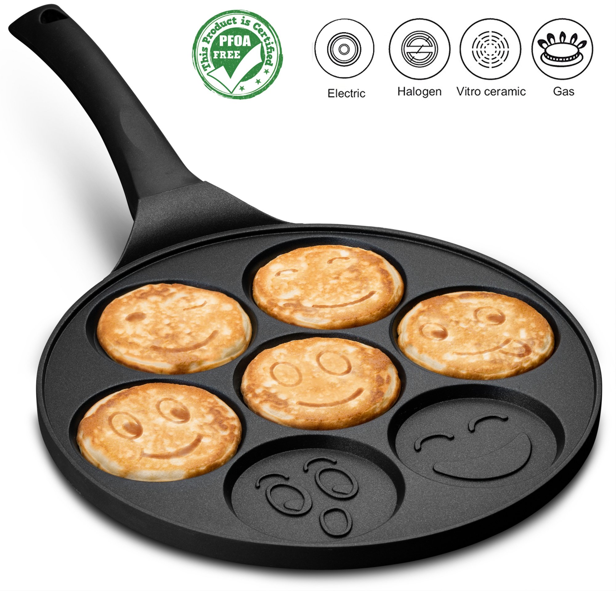 Gourmia GPA9540 Smiley Face Pancake Pan Fun 7 Emoji Mini Pancake and 816425023544 eBay