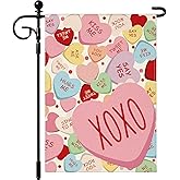 Artscope Valentines Day XOXO Love Heart Garden Flag 12x18 Inch Double Sided for Outside, Anniversary Valentines Red Heart Flag for Holiday Yard Outdoor Decoration-Multicolored