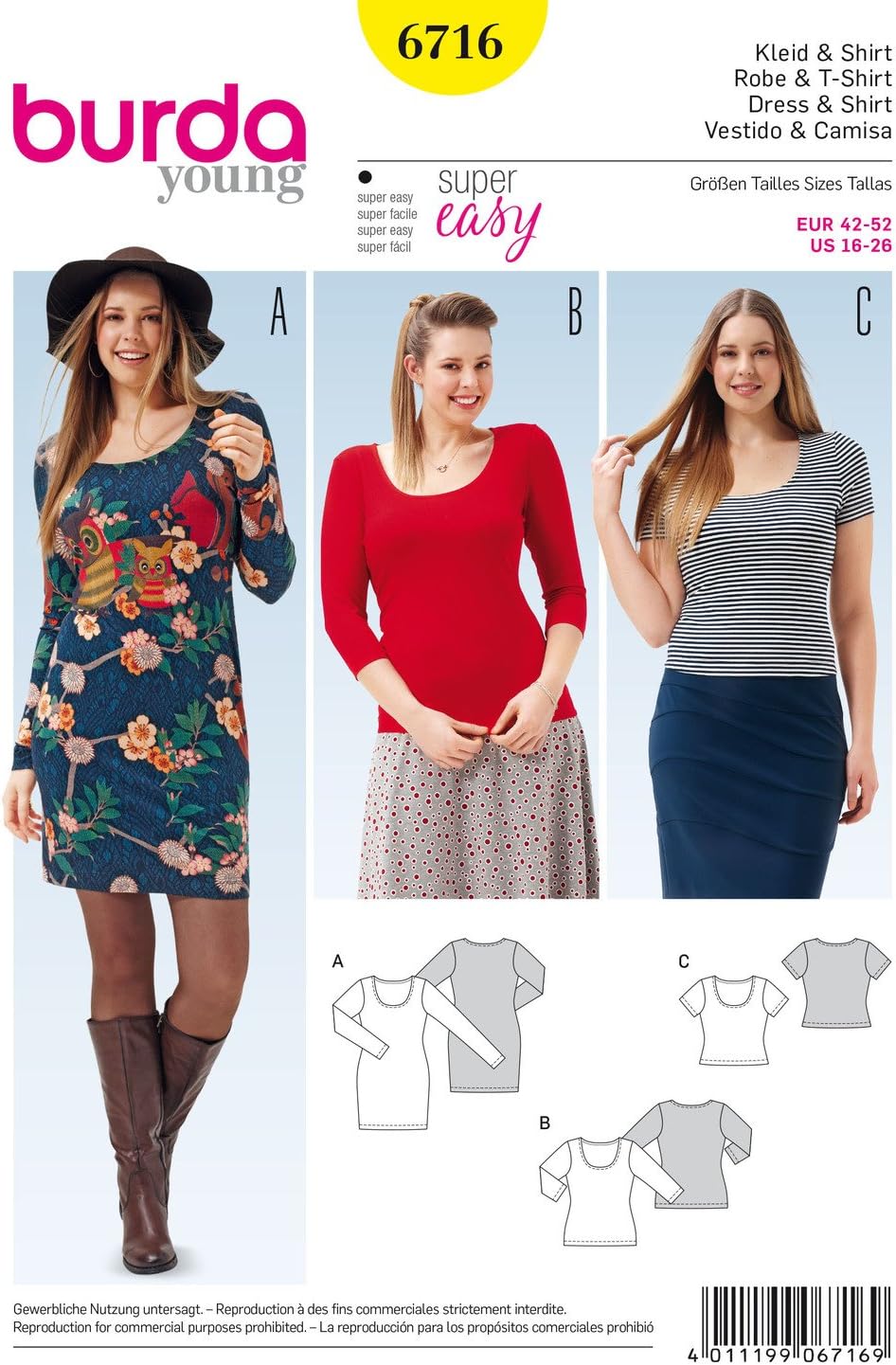 Burda Pattern 6716 Dress and White T-Shirt