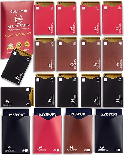 Alpine Rivers RFID Blocking Credit Card Sleeves 18-Pack  14 Multi-Color  Card Protectors (All Top Loader) & 4 Passport Sleeves  Slim  Water-Resistant Anti-Theft Protection for Travel in Kenya | Whizz Card Cases