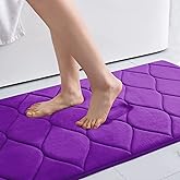 Colorxy Memory Foam Bathroom Rugs, Ultra Soft & Non-Slip Bath Mat, Water Absorbent and Machine Washable Shower Bath Runner Rug for Kitchen Bathroom Floor Carpets, 47''x24'', Purple