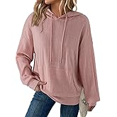 Dokotoo Hoodies for Women Casual Long Sleeve Textured Knit Loose Drawstring Hooded Sweatshirt with Pocket