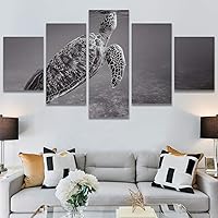 SIGNWIN 5 Panel Canvas Wall Art Modern Art Multicolor Nautical Photography Relax/Calm Reptiles Turtle for Home Decorations Ready to Hang - 60