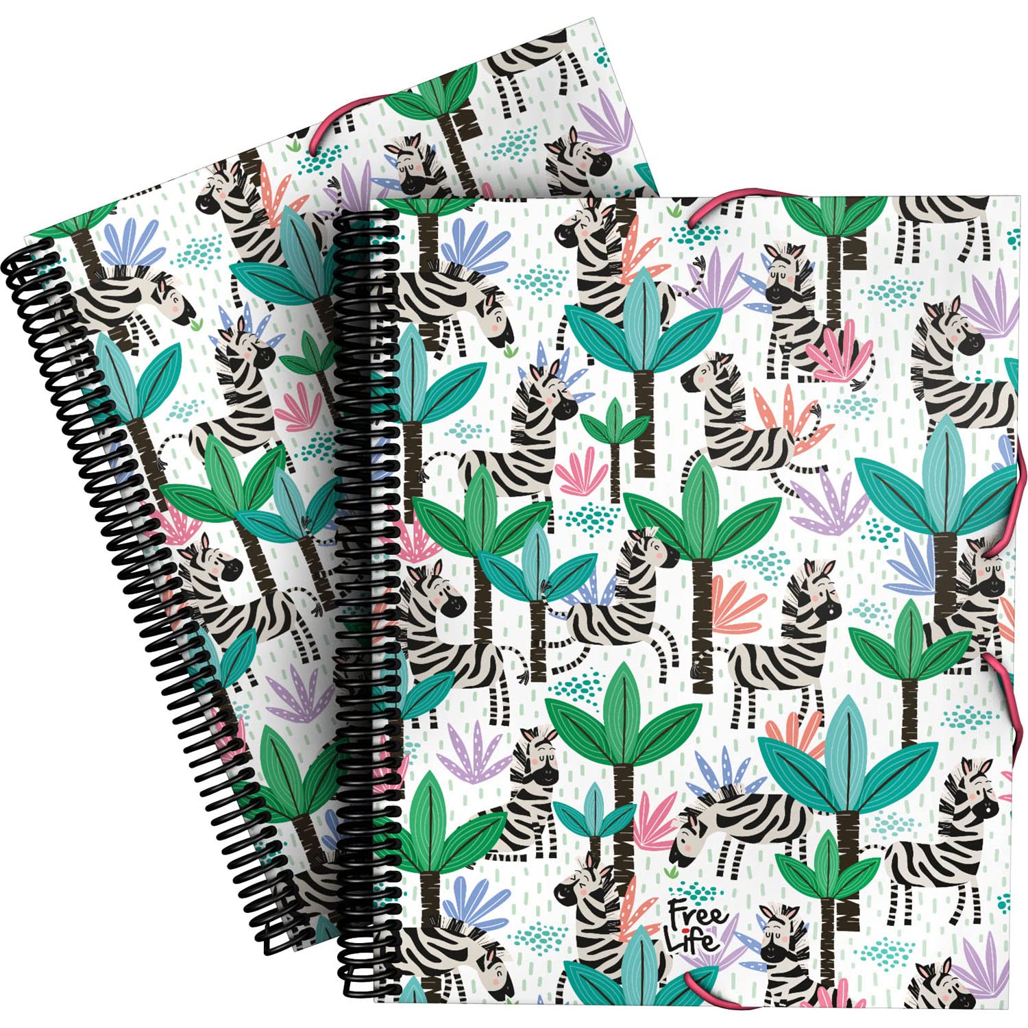 Grafoplás 39822440 A4 Spiral Bound Polypropylene Cover Elastic Closure with Clear Envelope - Zebra