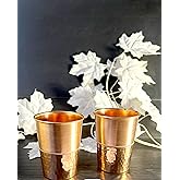 MAANVISH Pure Copper Tumblers for Storing and Drinking Water for Ayurvedic Ayurveda Health Benefits | Copper Water Drinking Glass | 350 ml (11.8 fl. oz. (2)